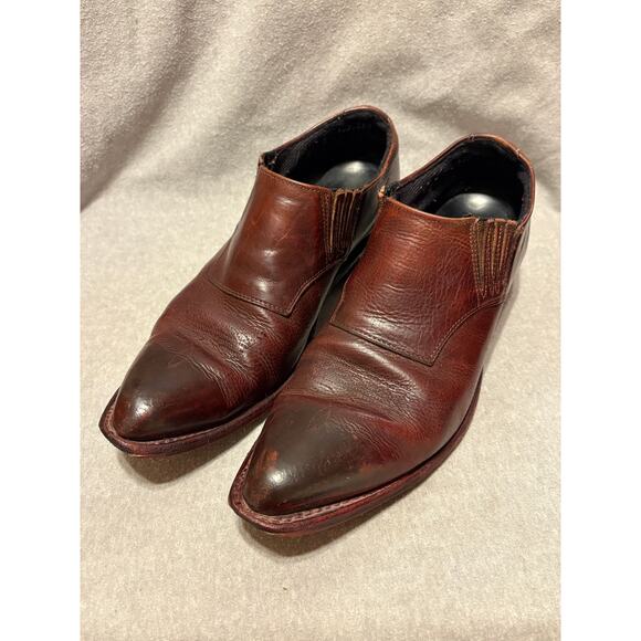 Vintage Western Women’s Booties Size 9 Burgundy Leather Cat’s Paw Heels - Picture 9 of 9